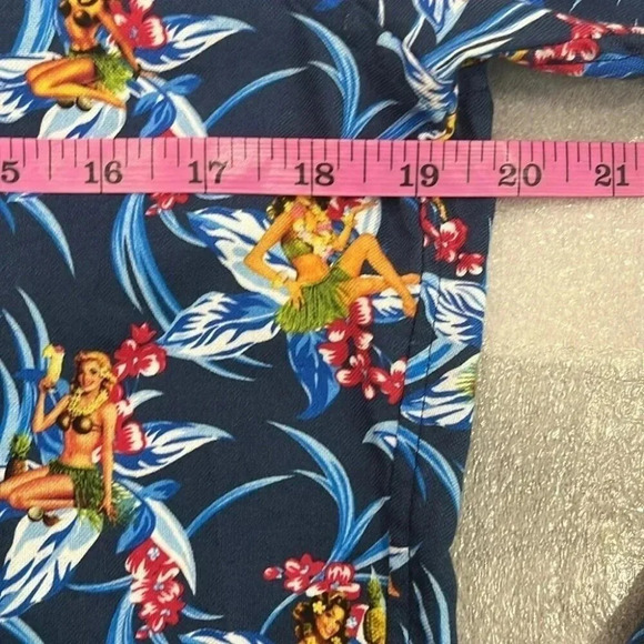 [M]Stenstroms Flimline Hawaiian Floral Girl Blue Cotton L/S Button  Up Shirt - Picture 4 of 6